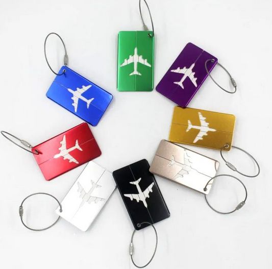 Aluminum airplane luggage tags set of 3